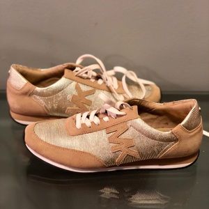 Michael Kors gold and white/tan sneakers